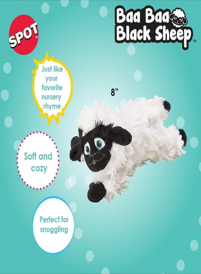 SPOT Baa Baa Black Sheep Plush Dog Toy - Cute and Cuddly Fleece Toy with Squeaker for Small Dogs and Puppies, 8in Black and White Lamb - Image 2
